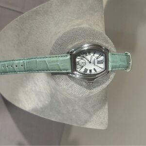 Precision by Gruen w/ Mint Green Leather-Strap Watch